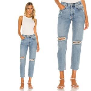 BOYISH Tommy High Rise Distressed Crop Straight Jean in Great Dictator Sz 28